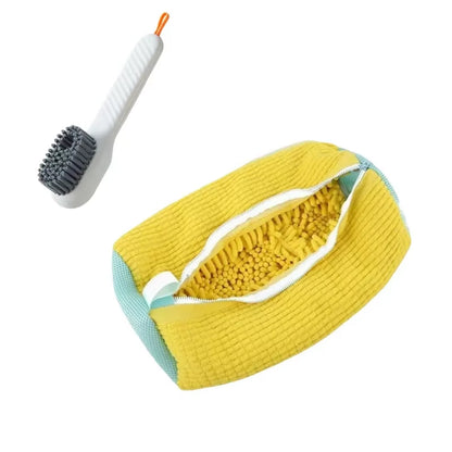 Shoe Washing Machine Bag with Soft Bristle Brush Set - Durable Laundry Bag & Liquid Shoe Cleaner Brush for All Shoes