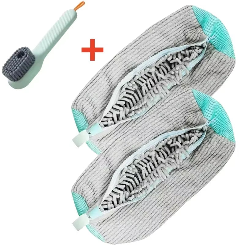 Shoe Washing Machine Bag with Soft Bristle Brush Set - Durable Laundry Bag & Liquid Shoe Cleaner Brush for All Shoes